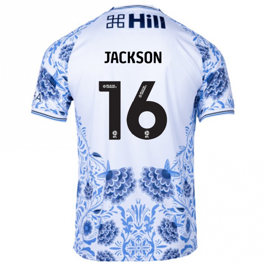 Niño Fútbol Camiseta Abbie Jackson #16 Blanco Azul 2ª Equipación 2024/25