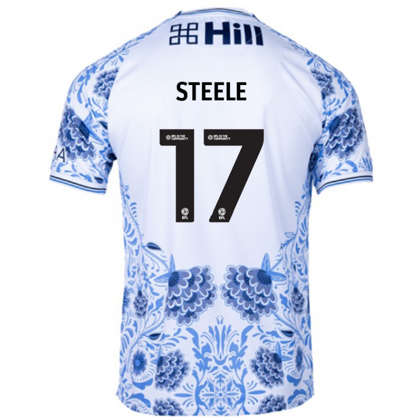 Niño Fútbol Camiseta Fran Steele #17 Blanco Azul 2ª Equipación 2024/25