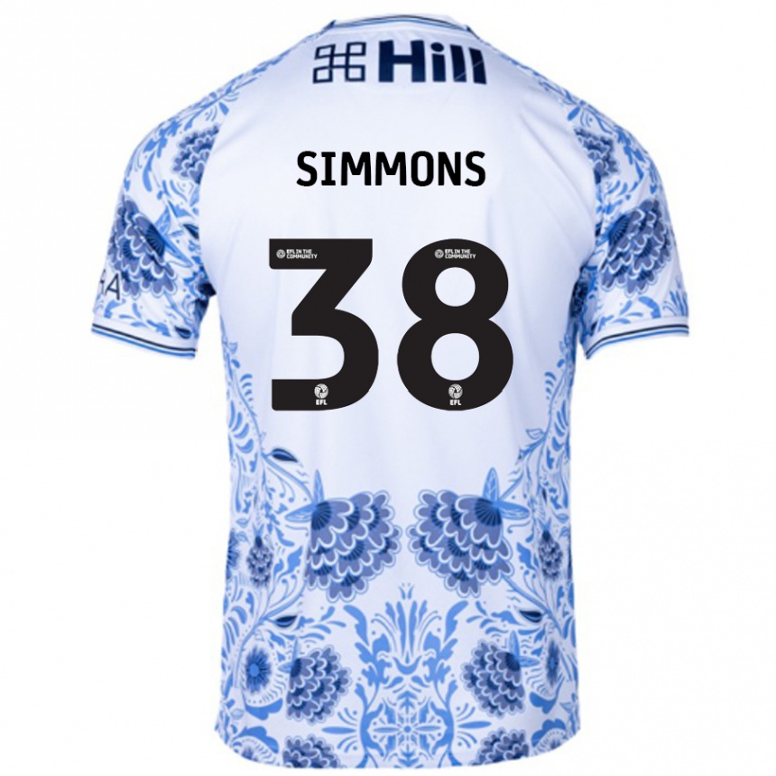 Niño Fútbol Camiseta Bella Simmons #38 Blanco Azul 2ª Equipación 2024/25