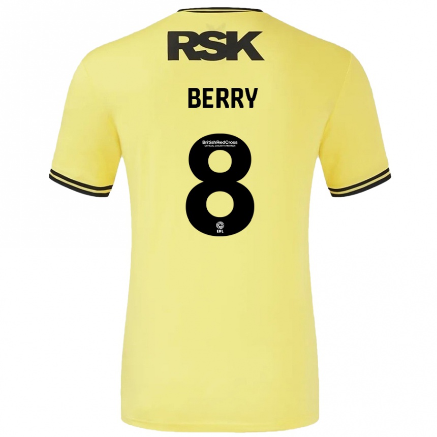 Niño Fútbol Camiseta Luke Berry #8 Amarillo Negro 2ª Equipación 2024/25