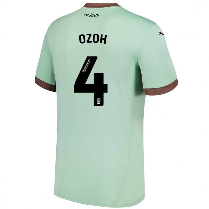 Niño Fútbol Camiseta David Ozoh #4 Verde Pálido 2ª Equipación 2024/25