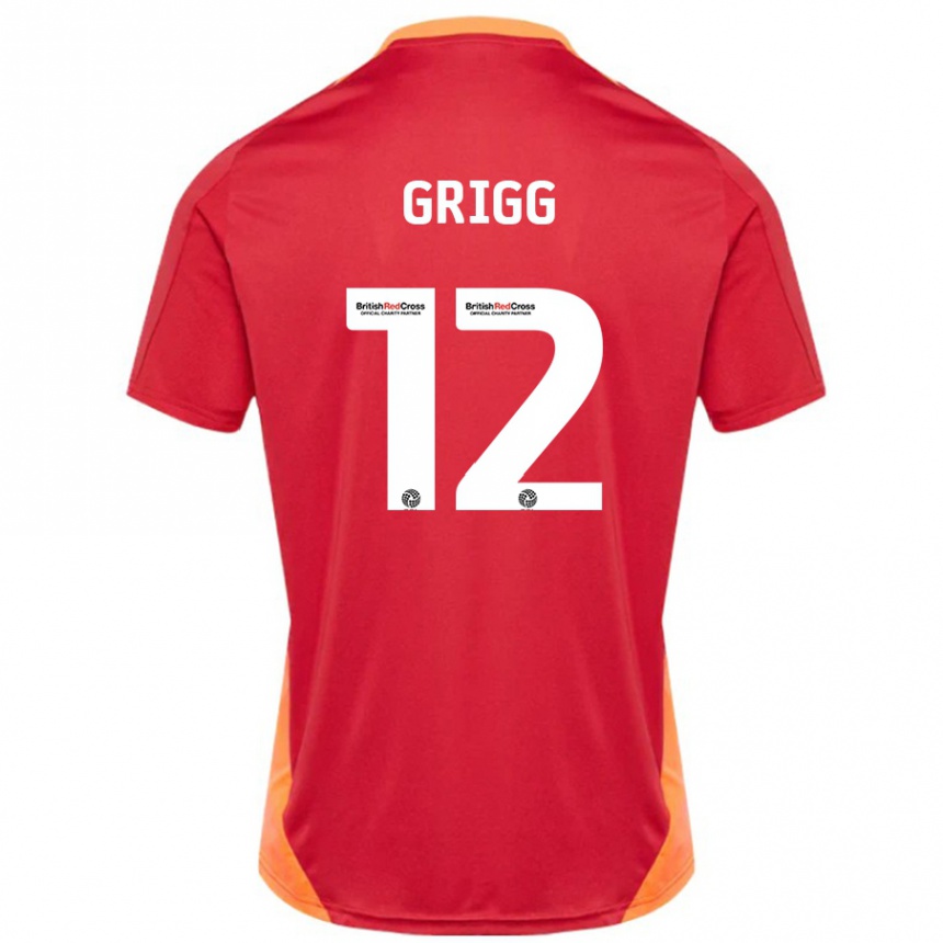 Niño Fútbol Camiseta Katie Grigg #12 Azul Blanquecino 2ª Equipación 2024/25