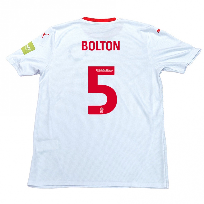 Niño Fútbol Camiseta James Bolton #5 Blanco 2ª Equipación 2024/25