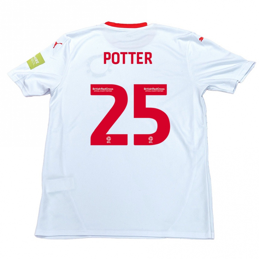 Niño Fútbol Camiseta Finley Potter #25 Blanco 2ª Equipación 2024/25