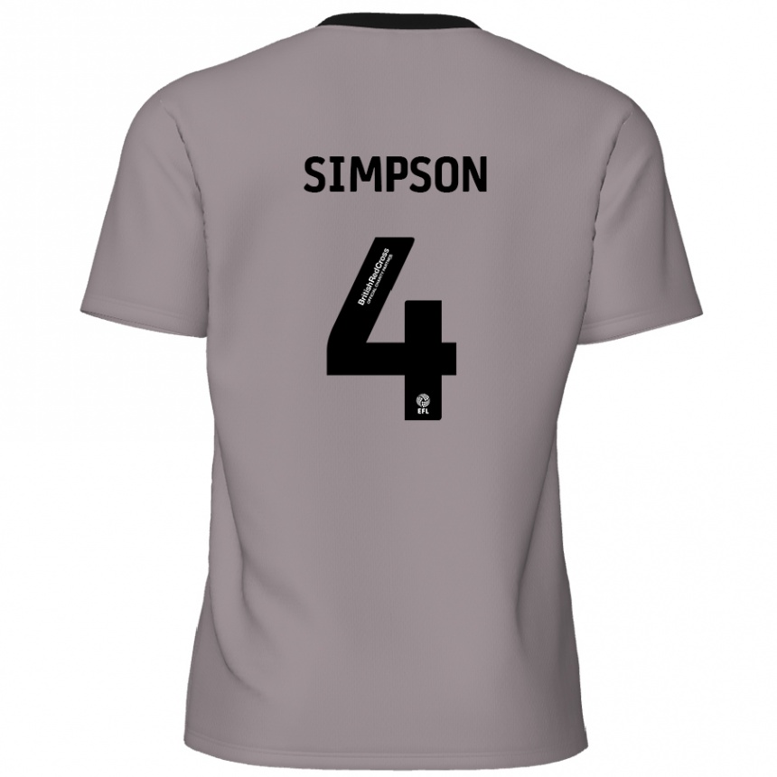 Niño Fútbol Camiseta Jack Simpson #4 Gris 2ª Equipación 2024/25