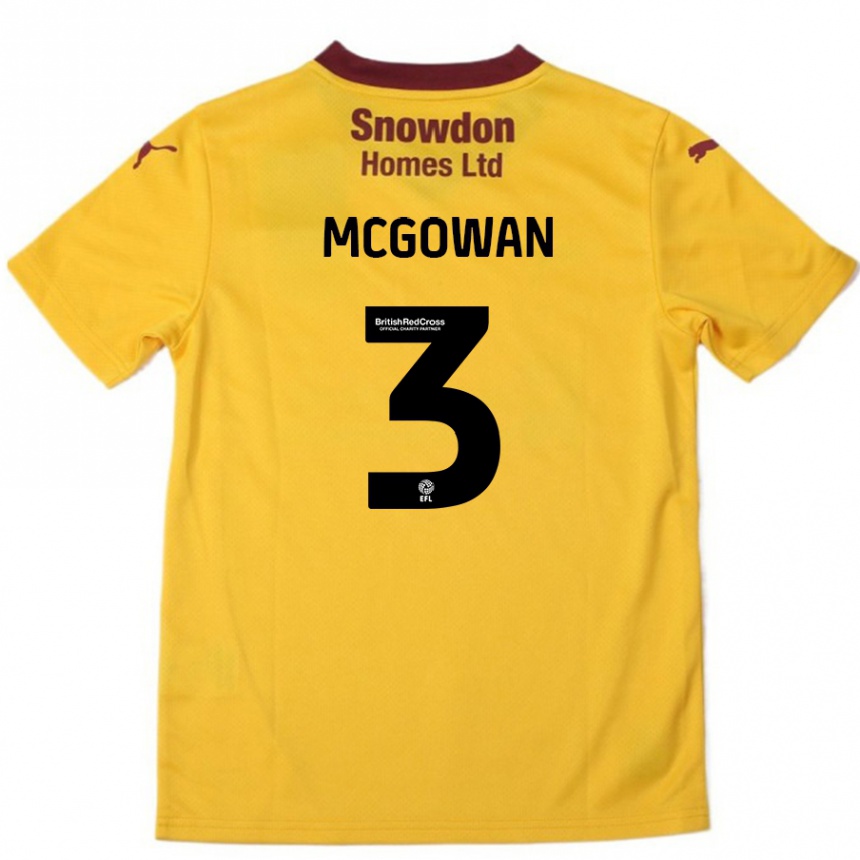 Niño Fútbol Camiseta Aaron Mcgowan #3 Naranja Borgoña 2ª Equipación 2024/25