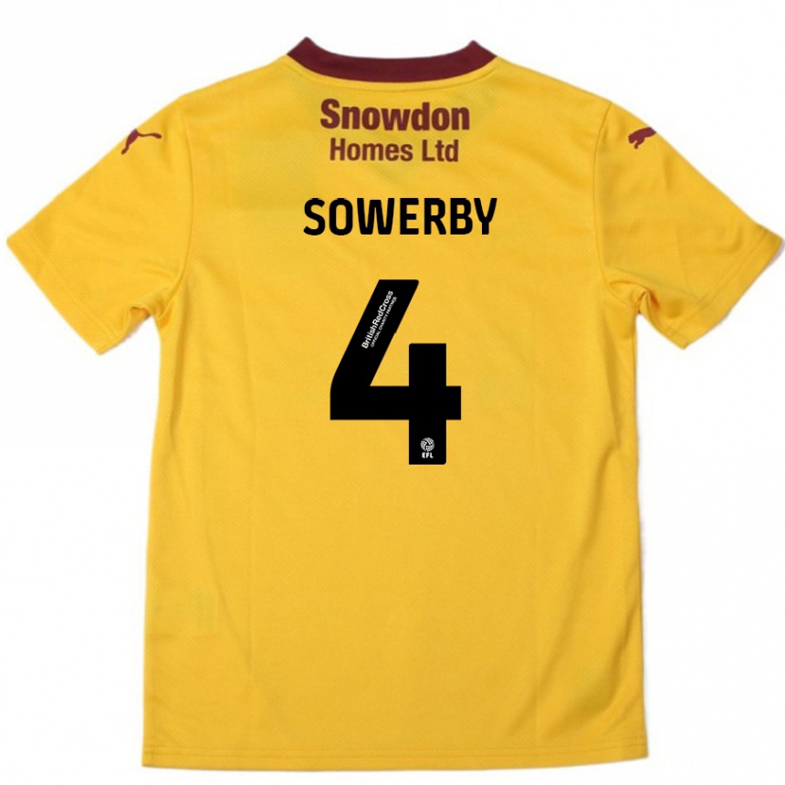 Niño Fútbol Camiseta Jack Sowerby #4 Naranja Borgoña 2ª Equipación 2024/25