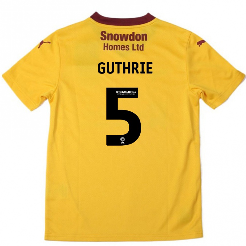 Niño Fútbol Camiseta Jon Guthrie #5 Naranja Borgoña 2ª Equipación 2024/25