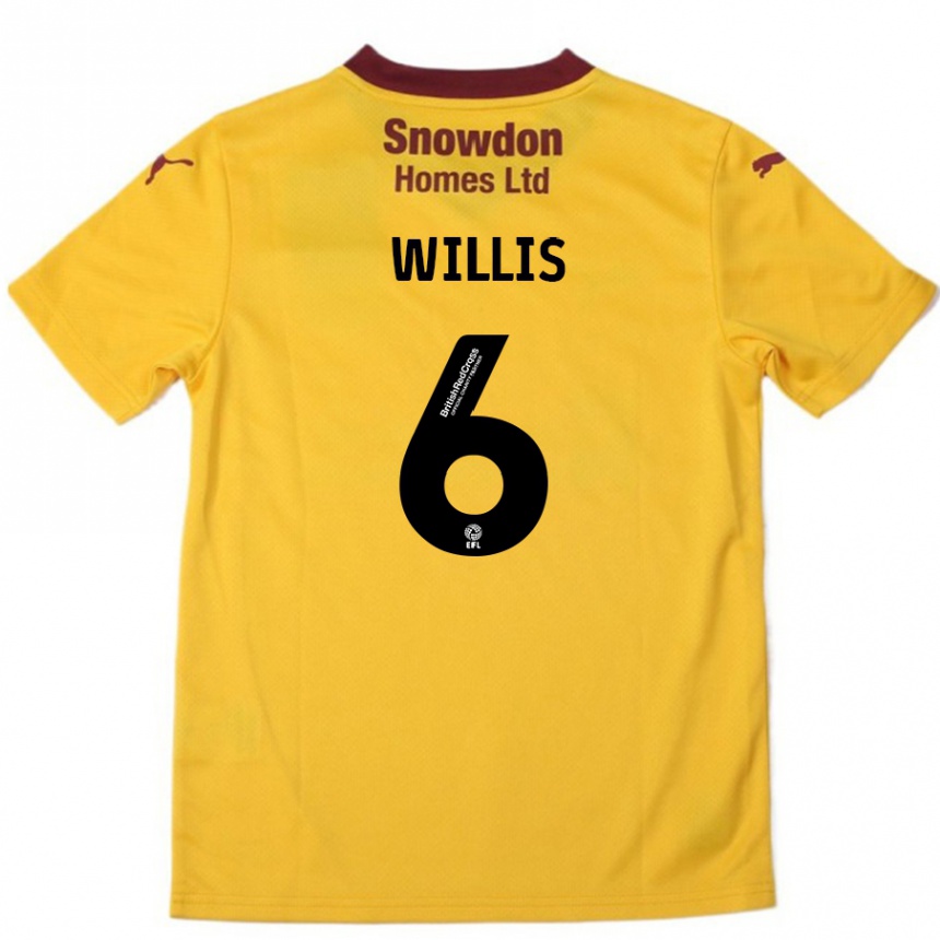 Niño Fútbol Camiseta Jordan Willis #6 Naranja Borgoña 2ª Equipación 2024/25