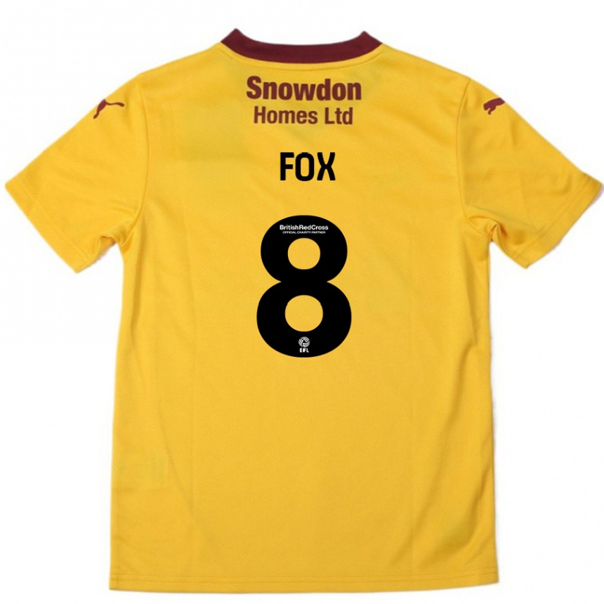 Niño Fútbol Camiseta Ben Fox #8 Naranja Borgoña 2ª Equipación 2024/25