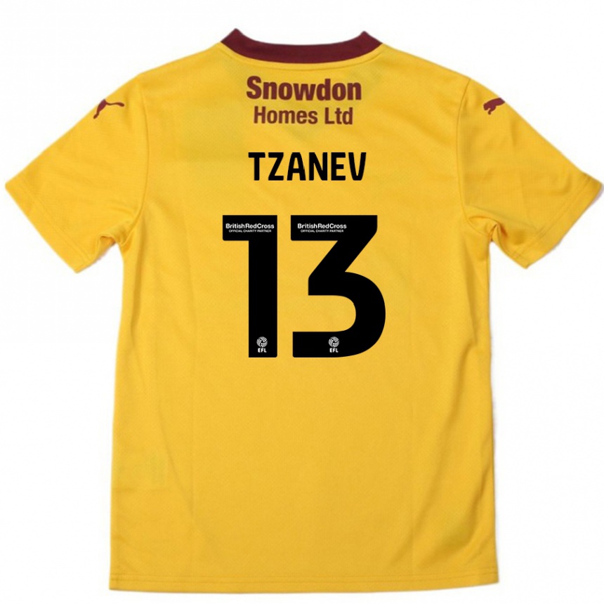 Niño Fútbol Camiseta Nik Tzanev #13 Naranja Borgoña 2ª Equipación 2024/25