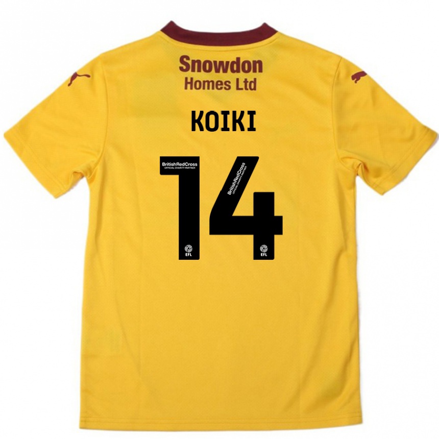 Niño Fútbol Camiseta Ali Koiki #14 Naranja Borgoña 2ª Equipación 2024/25