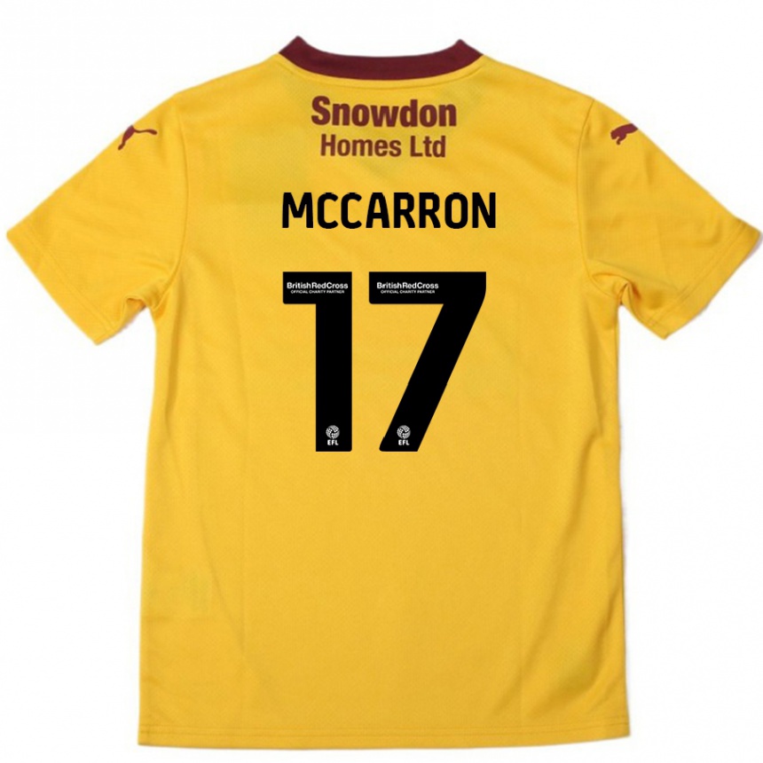 Niño Fútbol Camiseta Liam Mccarron #17 Naranja Borgoña 2ª Equipación 2024/25