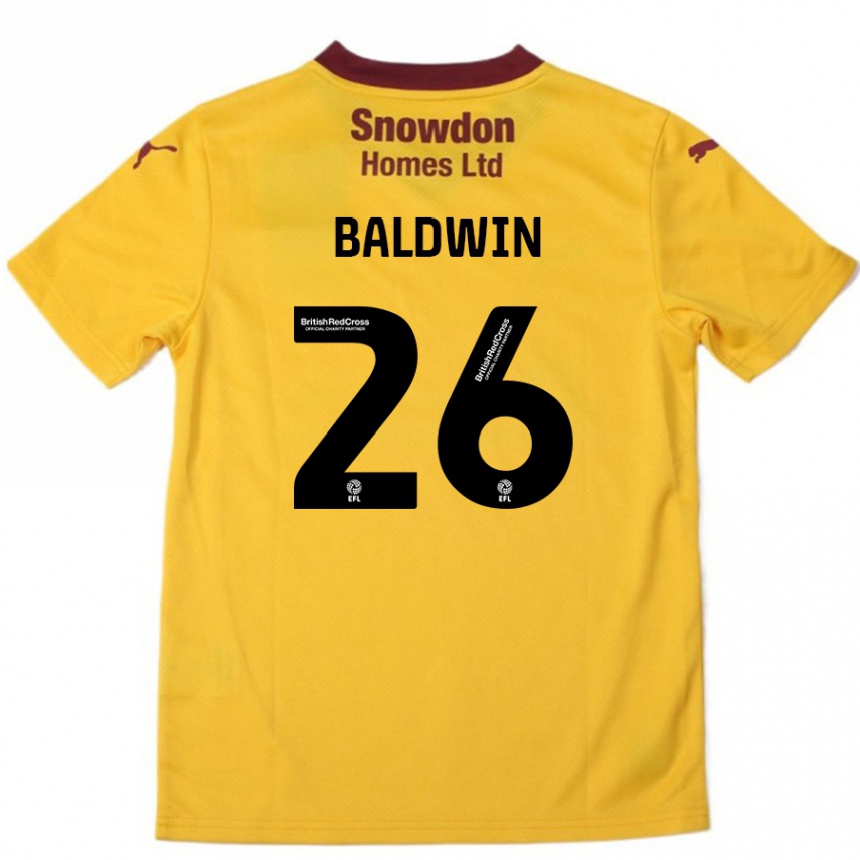 Niño Fútbol Camiseta Jack Baldwin #26 Naranja Borgoña 2ª Equipación 2024/25