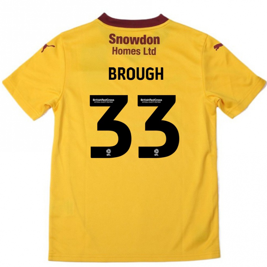 Niño Fútbol Camiseta Patrick Brough #33 Naranja Borgoña 2ª Equipación 2024/25