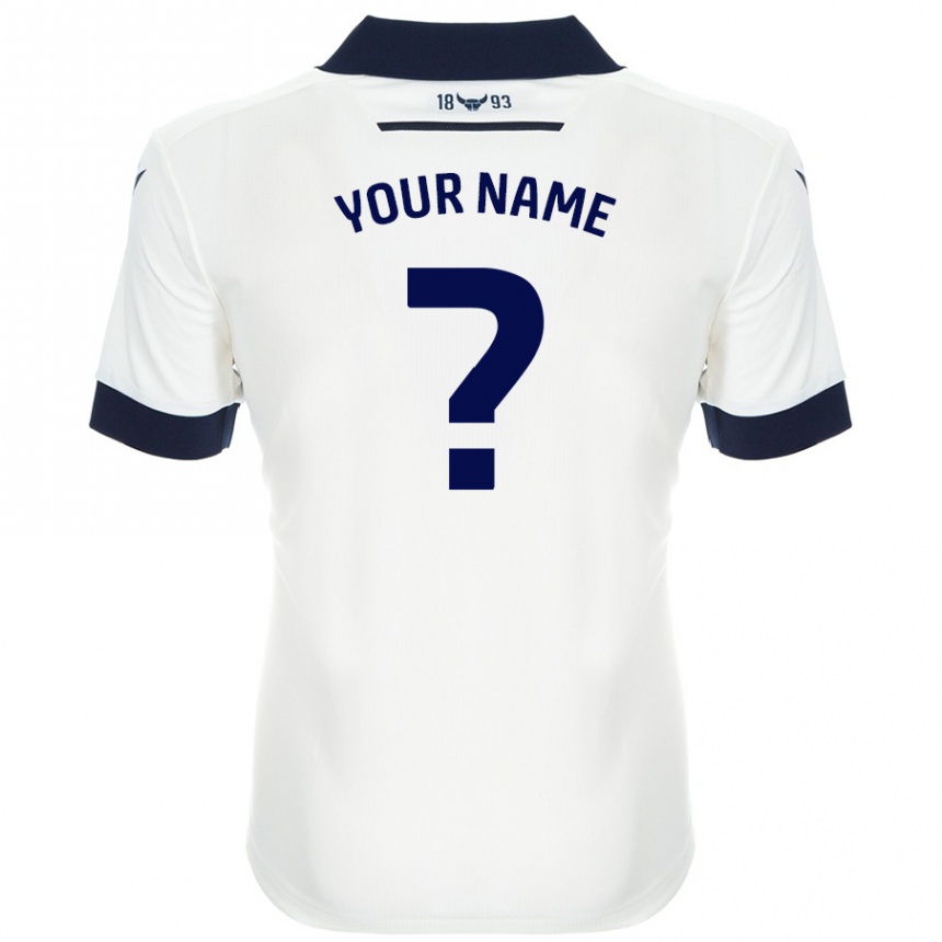 Niño Fútbol Camiseta Su Nombre #0 Blanco Azul Marino 2ª Equipación 2024/25