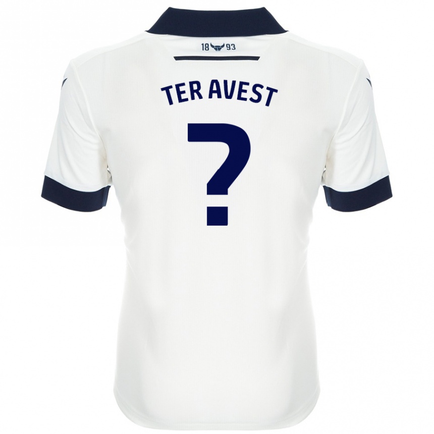 Niño Fútbol Camiseta Hidde Ter Avest #0 Blanco Azul Marino 2ª Equipación 2024/25