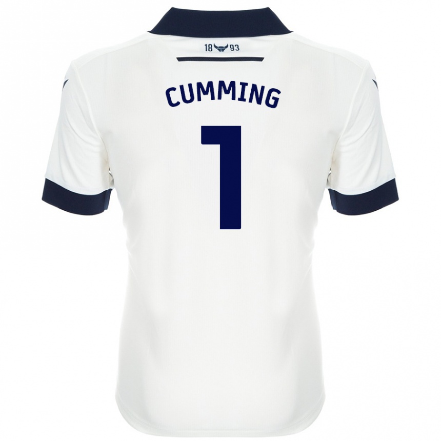 Niño Fútbol Camiseta Jamie Cumming #1 Blanco Azul Marino 2ª Equipación 2024/25