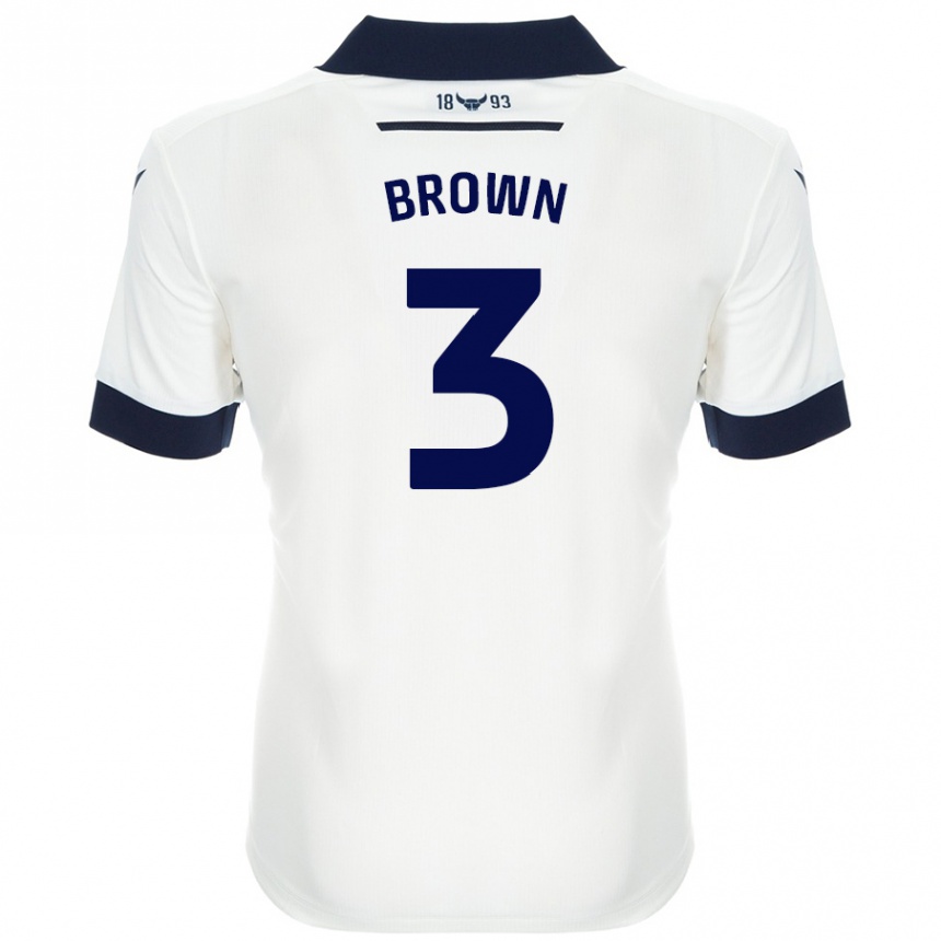 Niño Fútbol Camiseta Ciaron Brown #3 Blanco Azul Marino 2ª Equipación 2024/25