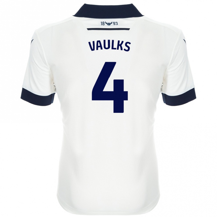 Niño Fútbol Camiseta Will Vaulks #4 Blanco Azul Marino 2ª Equipación 2024/25