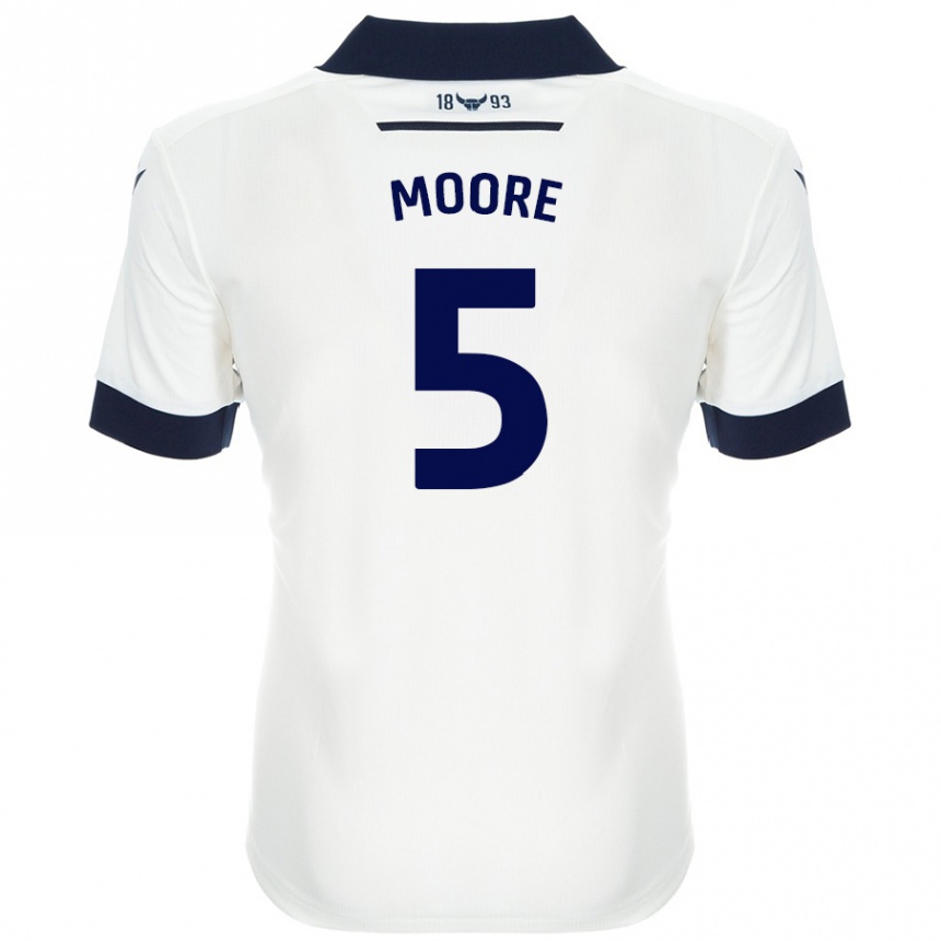 Niño Fútbol Camiseta Elliott Moore #5 Blanco Azul Marino 2ª Equipación 2024/25