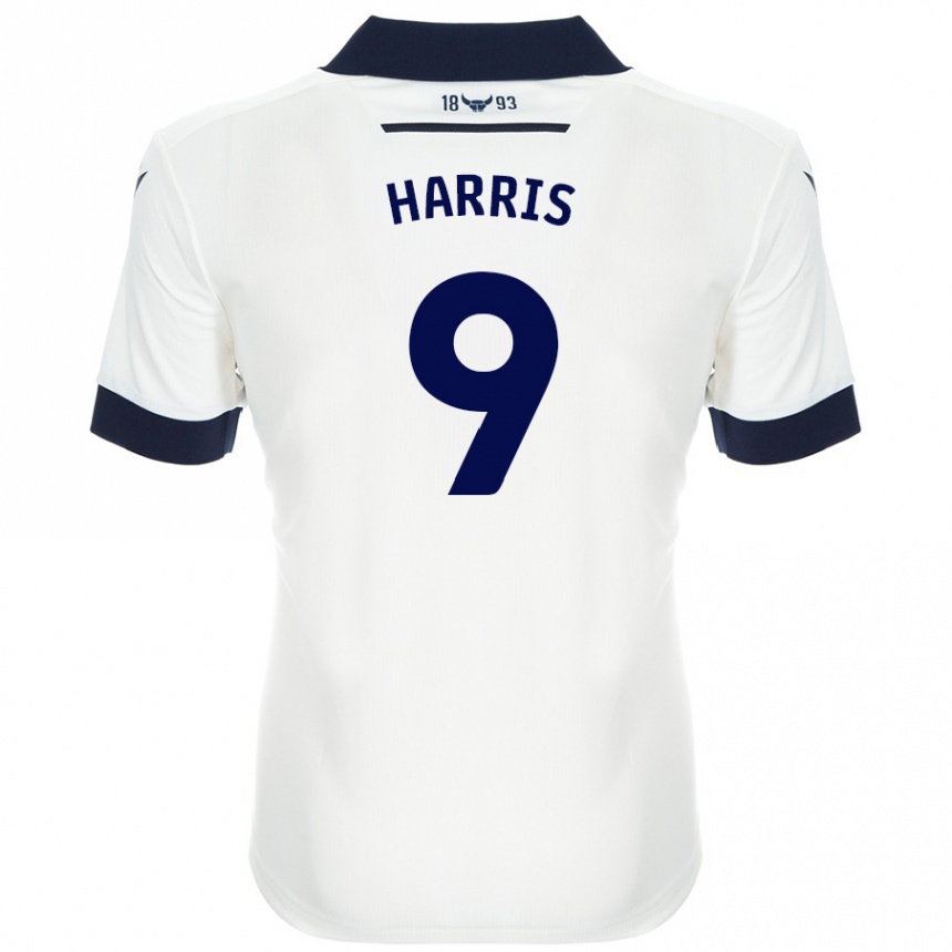 Niño Fútbol Camiseta Mark Harris #9 Blanco Azul Marino 2ª Equipación 2024/25