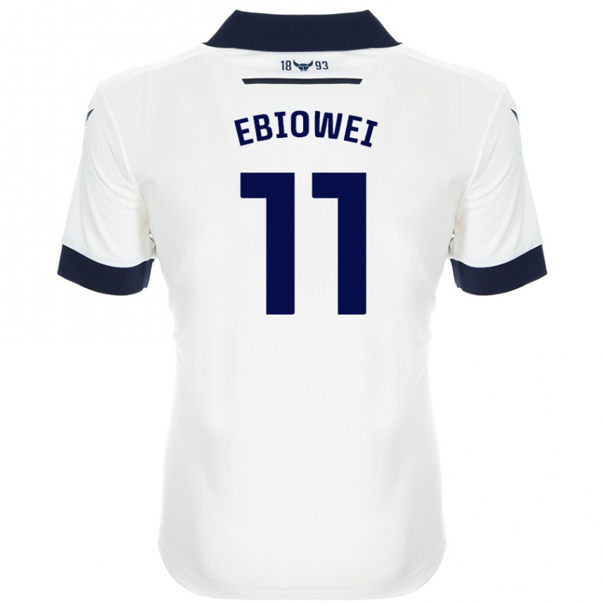 Niño Fútbol Camiseta Malcolm Ebiowei #11 Blanco Azul Marino 2ª Equipación 2024/25