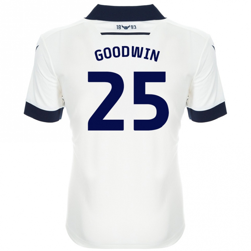 Niño Fútbol Camiseta Will Goodwin #25 Blanco Azul Marino 2ª Equipación 2024/25