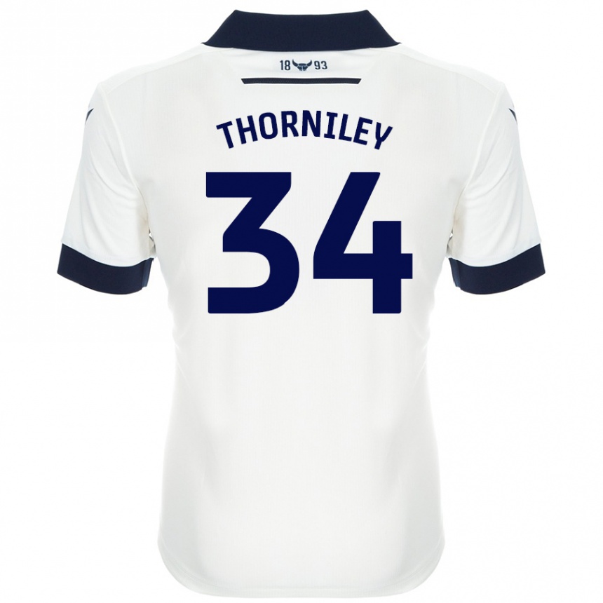 Niño Fútbol Camiseta Jordan Thorniley #34 Blanco Azul Marino 2ª Equipación 2024/25