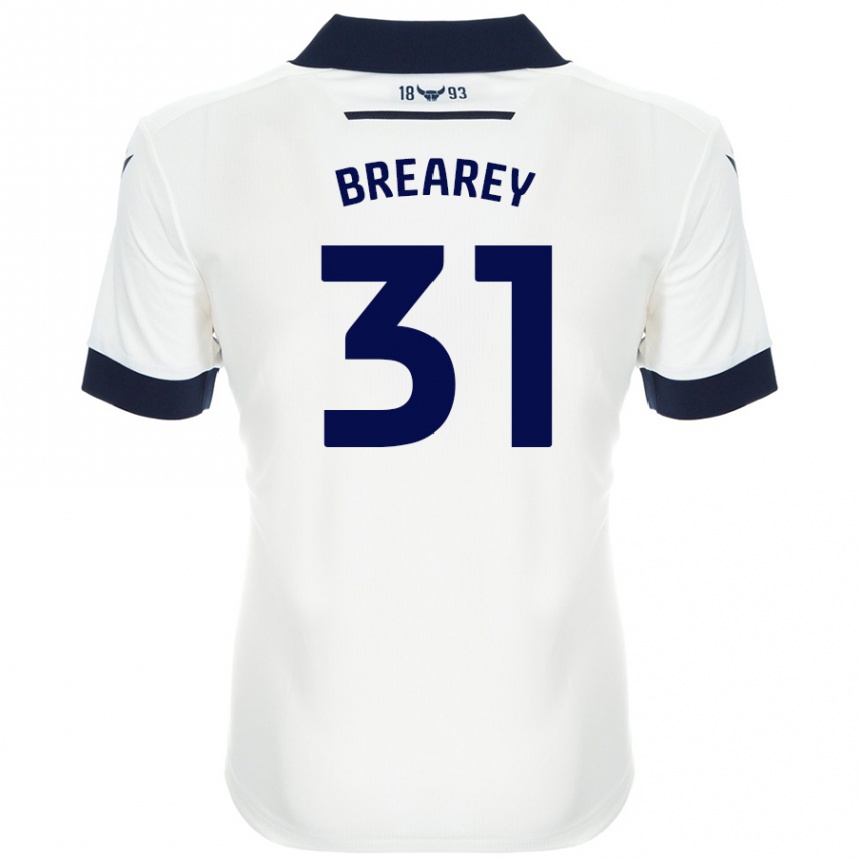 Niño Fútbol Camiseta Eddie Brearey #31 Blanco Azul Marino 2ª Equipación 2024/25