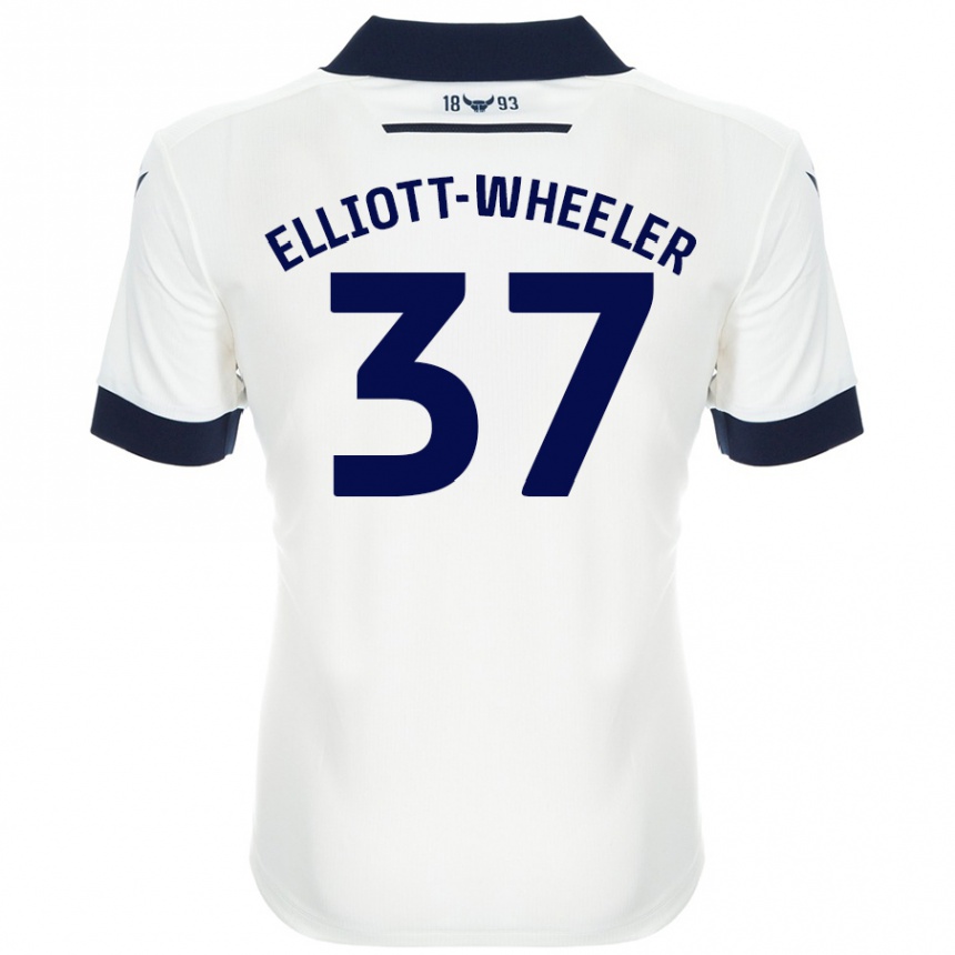 Niño Fútbol Camiseta Aidan Elliott-Wheeler #37 Blanco Azul Marino 2ª Equipación 2024/25