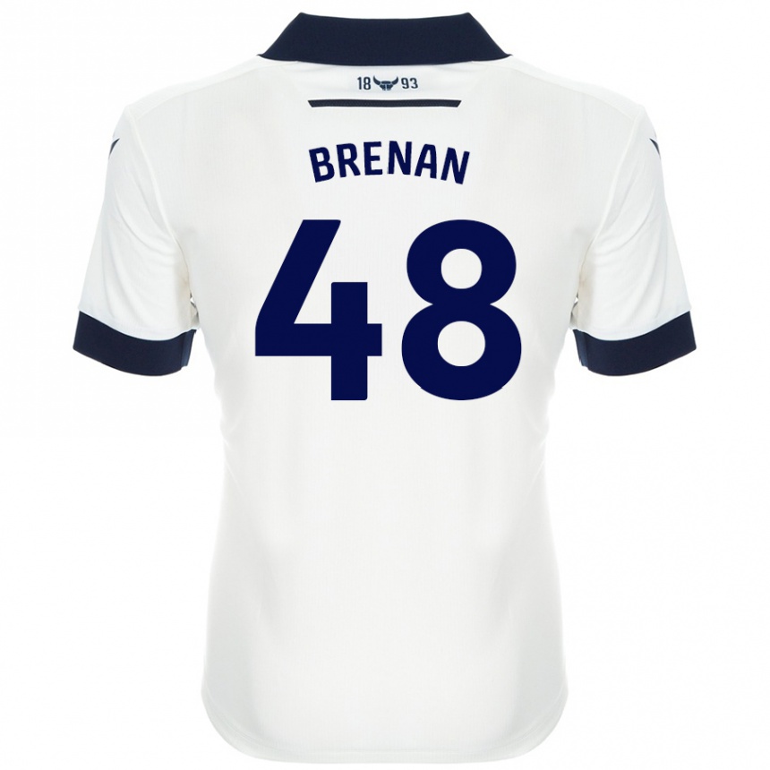 Niño Fútbol Camiseta Tobias Brenan #48 Blanco Azul Marino 2ª Equipación 2024/25