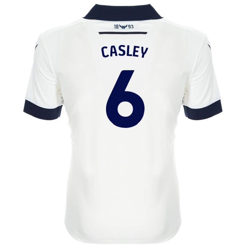 Niño Fútbol Camiseta Riva Casley #6 Blanco Azul Marino 2ª Equipación 2024/25