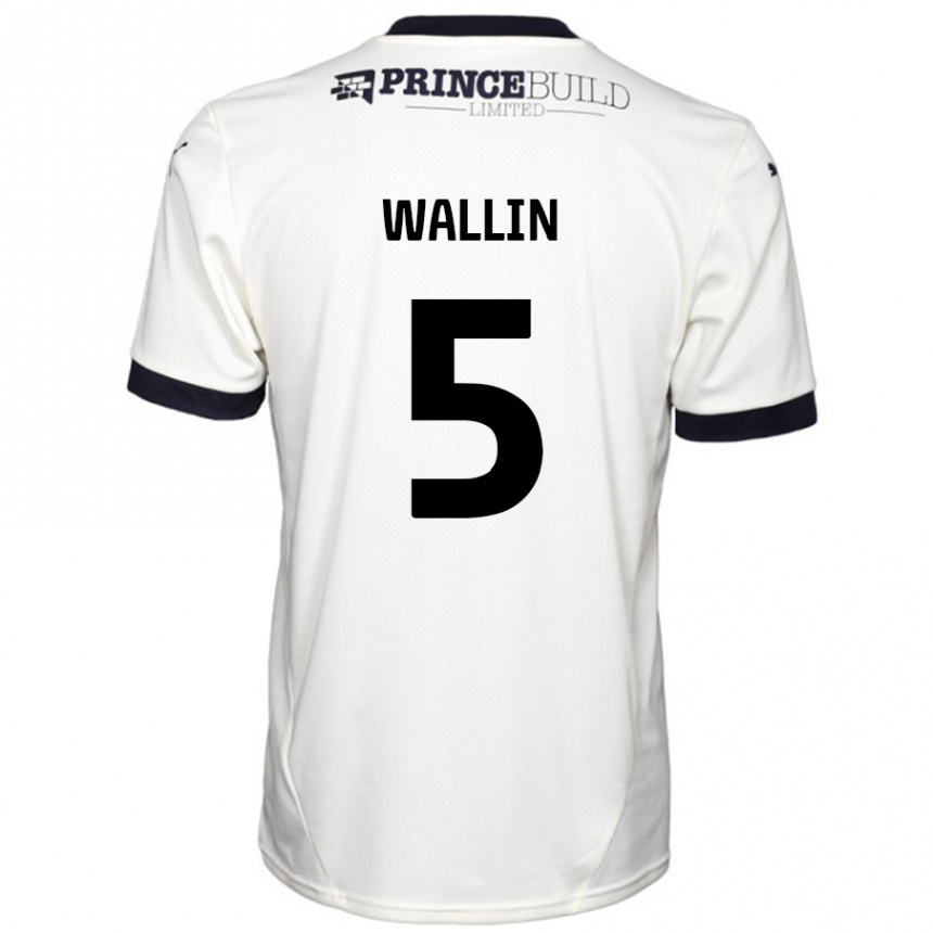 Niño Fútbol Camiseta Oscar Wallin #5 Blanquecino Negro 2ª Equipación 2024/25