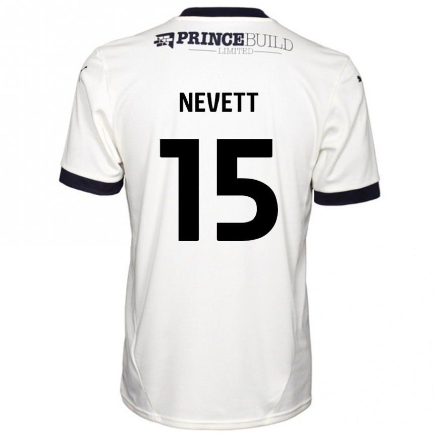 Niño Fútbol Camiseta George Nevett #15 Blanquecino Negro 2ª Equipación 2024/25