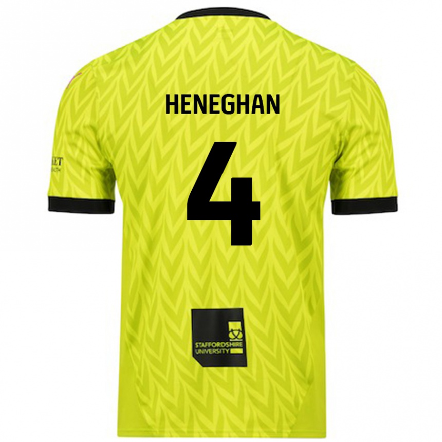 Niño Fútbol Camiseta Ben Heneghan #4 Verde Fluorescente 2ª Equipación 2024/25