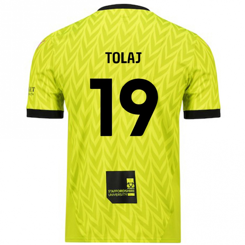 Niño Fútbol Camiseta Lorent Tolaj #19 Verde Fluorescente 2ª Equipación 2024/25