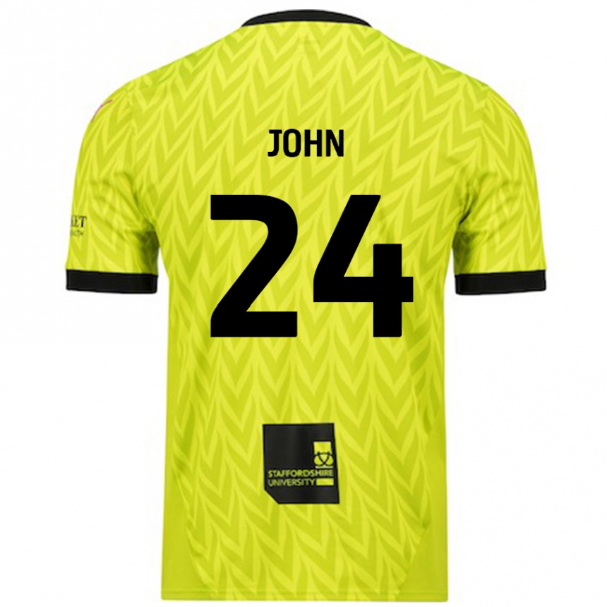 Niño Fútbol Camiseta Kyle John #24 Verde Fluorescente 2ª Equipación 2024/25