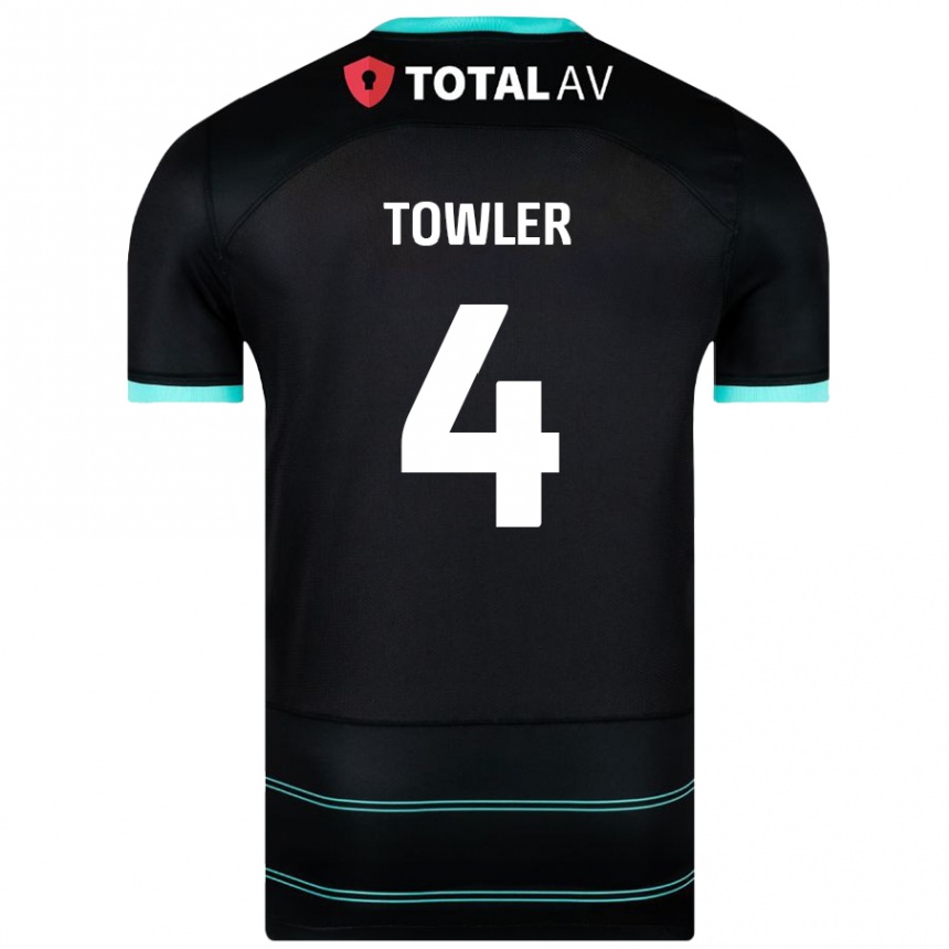 Niño Fútbol Camiseta Ryley Towler #4 Negro 2ª Equipación 2024/25