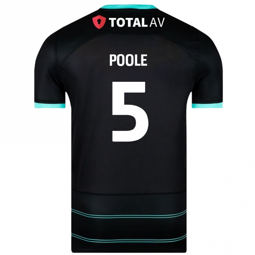 Niño Fútbol Camiseta Regan Poole #5 Negro 2ª Equipación 2024/25