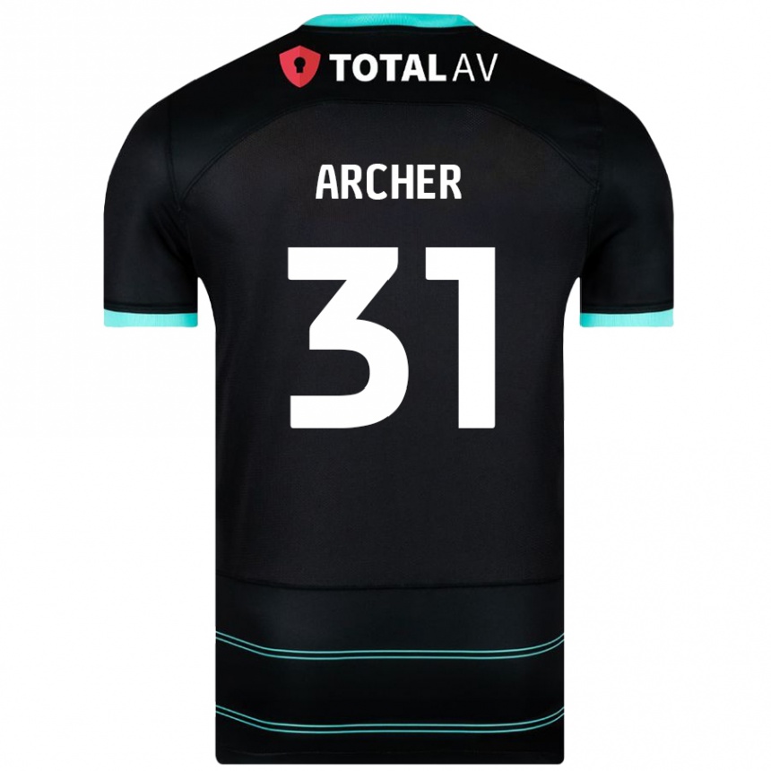 Niño Fútbol Camiseta Jordan Archer #31 Negro 2ª Equipación 2024/25