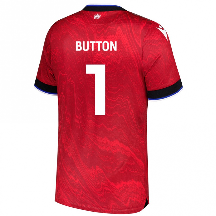 Niño Fútbol Camiseta David Button #1 Rojo Negro 2ª Equipación 2024/25