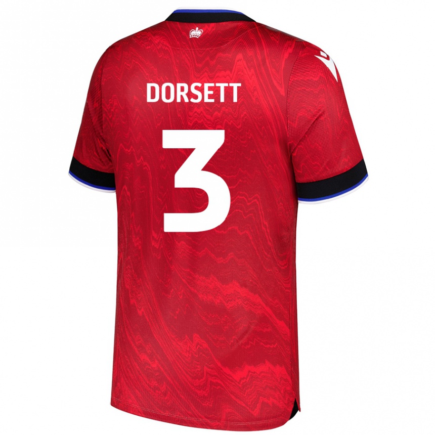 Niño Fútbol Camiseta Jeriel Dorsett #3 Rojo Negro 2ª Equipación 2024/25