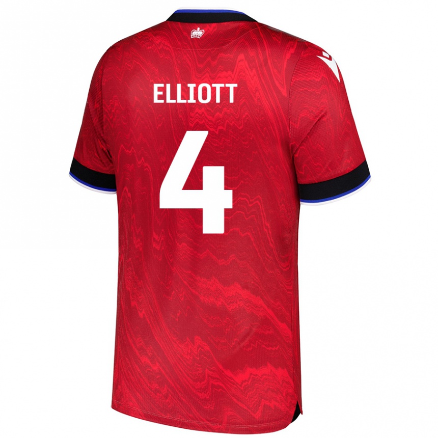 Niño Fútbol Camiseta Ben Elliott #4 Rojo Negro 2ª Equipación 2024/25