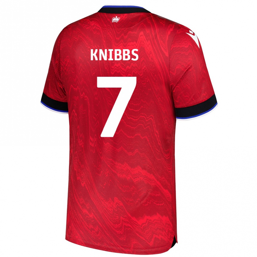 Niño Fútbol Camiseta Harvey Knibbs #7 Rojo Negro 2ª Equipación 2024/25