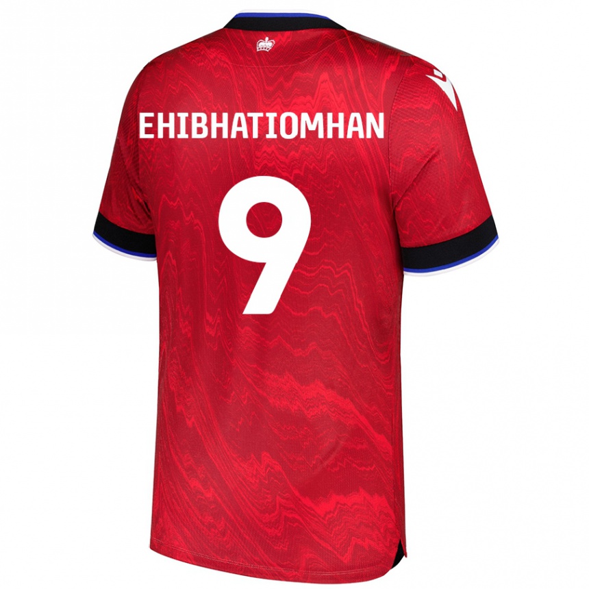 Niño Fútbol Camiseta Kelvin Ehibhatiomhan #9 Rojo Negro 2ª Equipación 2024/25