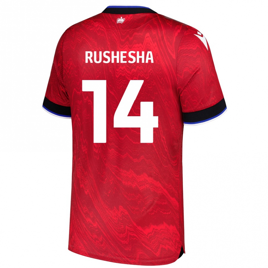 Niño Fútbol Camiseta Tivonge Rushesha #14 Rojo Negro 2ª Equipación 2024/25