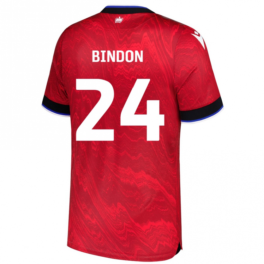 Niño Fútbol Camiseta Tyler Bindon #24 Rojo Negro 2ª Equipación 2024/25