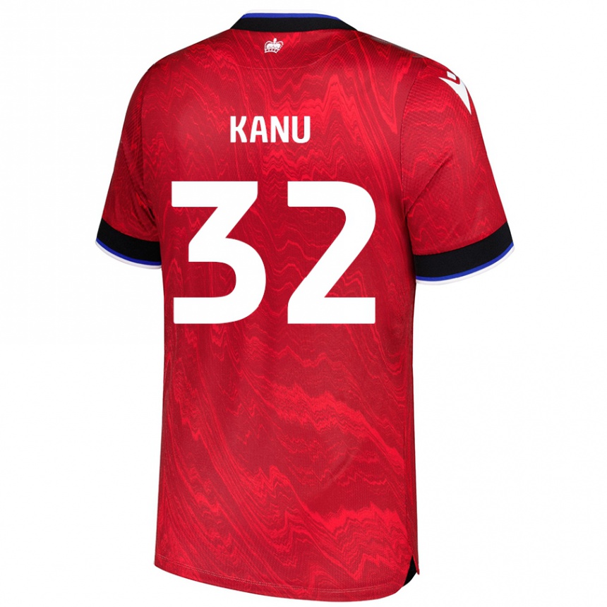 Niño Fútbol Camiseta Abraham Kanu #32 Rojo Negro 2ª Equipación 2024/25