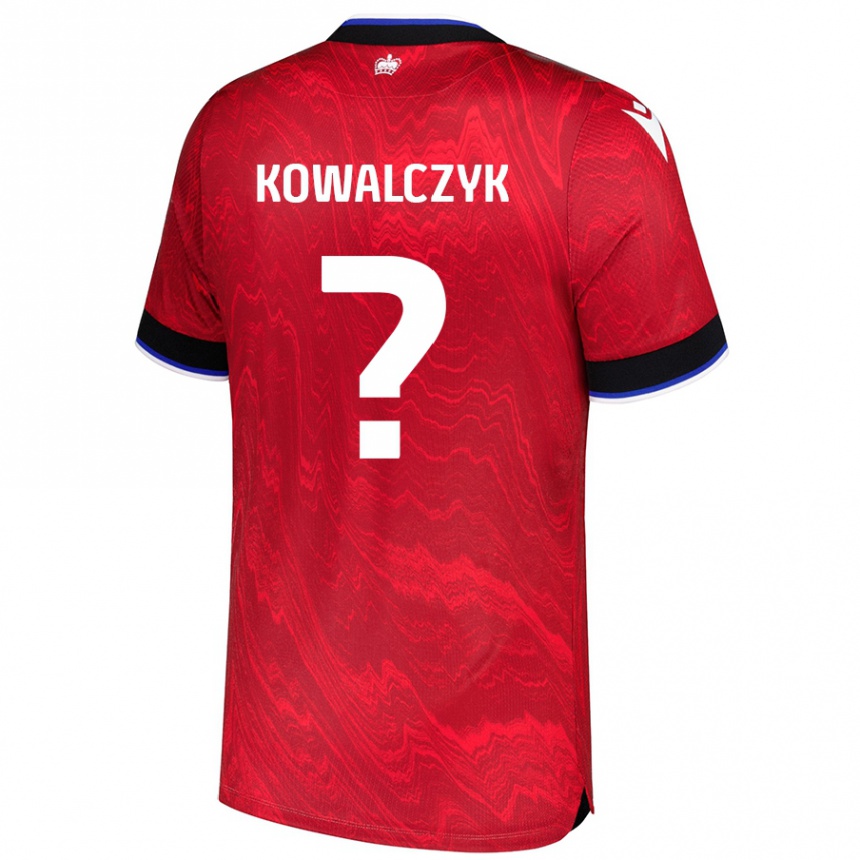 Niño Fútbol Camiseta Kacper Kowalczyk #0 Rojo Negro 2ª Equipación 2024/25